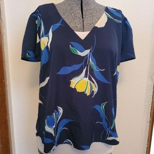 Blue floral blouse